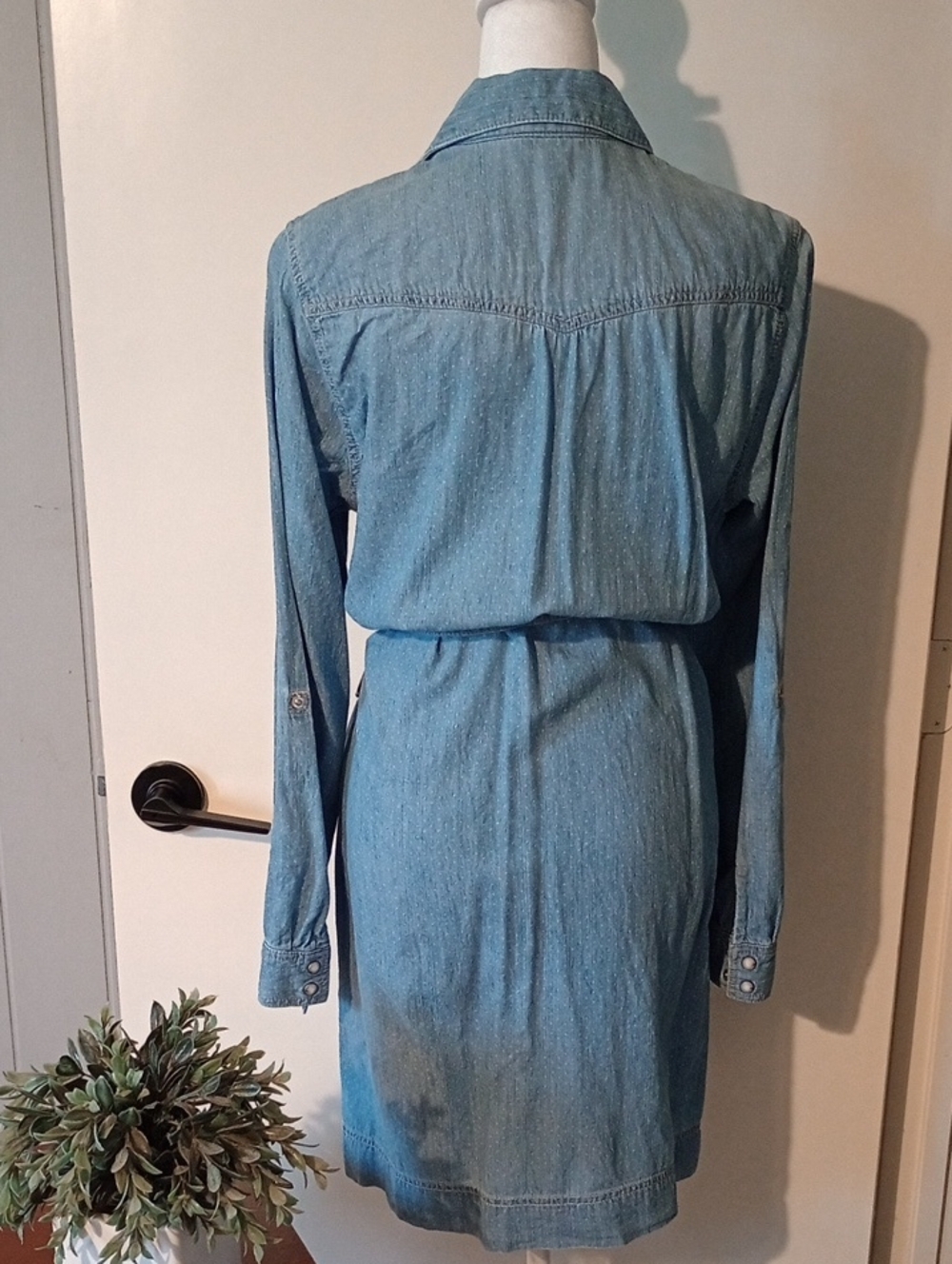Sonoma Chambray Cotton Shirt Dress with Belt Size Medium - Picture 3 of 15